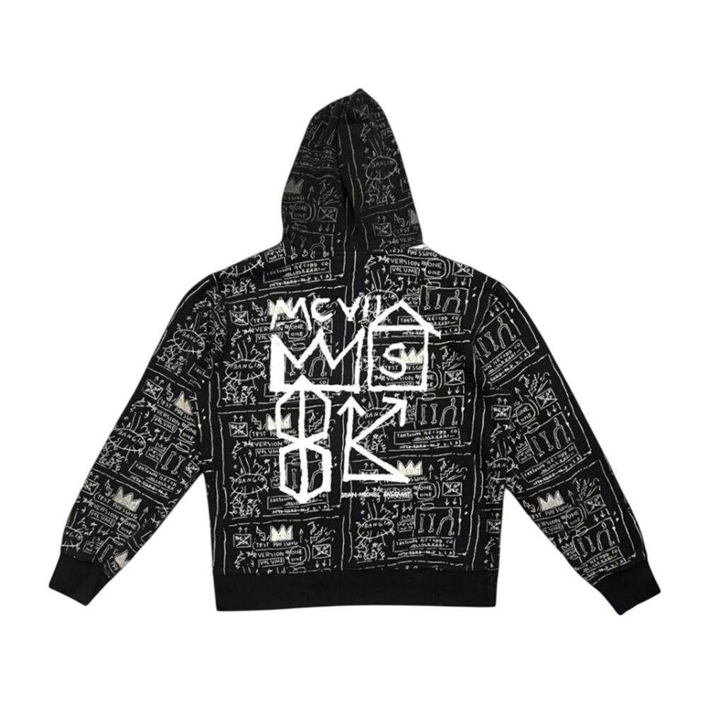 ★ Jean-Michel Basquiat All Over Print Black & White Graphic Hoodie ★